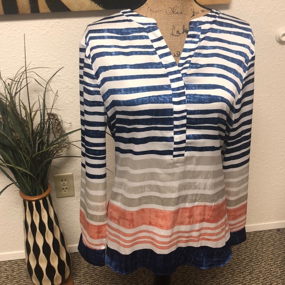Chico's Tops - NWT Chico’s Distressed Stripe Tunic Sz 1/Medium